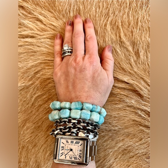 NWT blue aragonite bracelets set of two or 4 - Picture 6 of 8